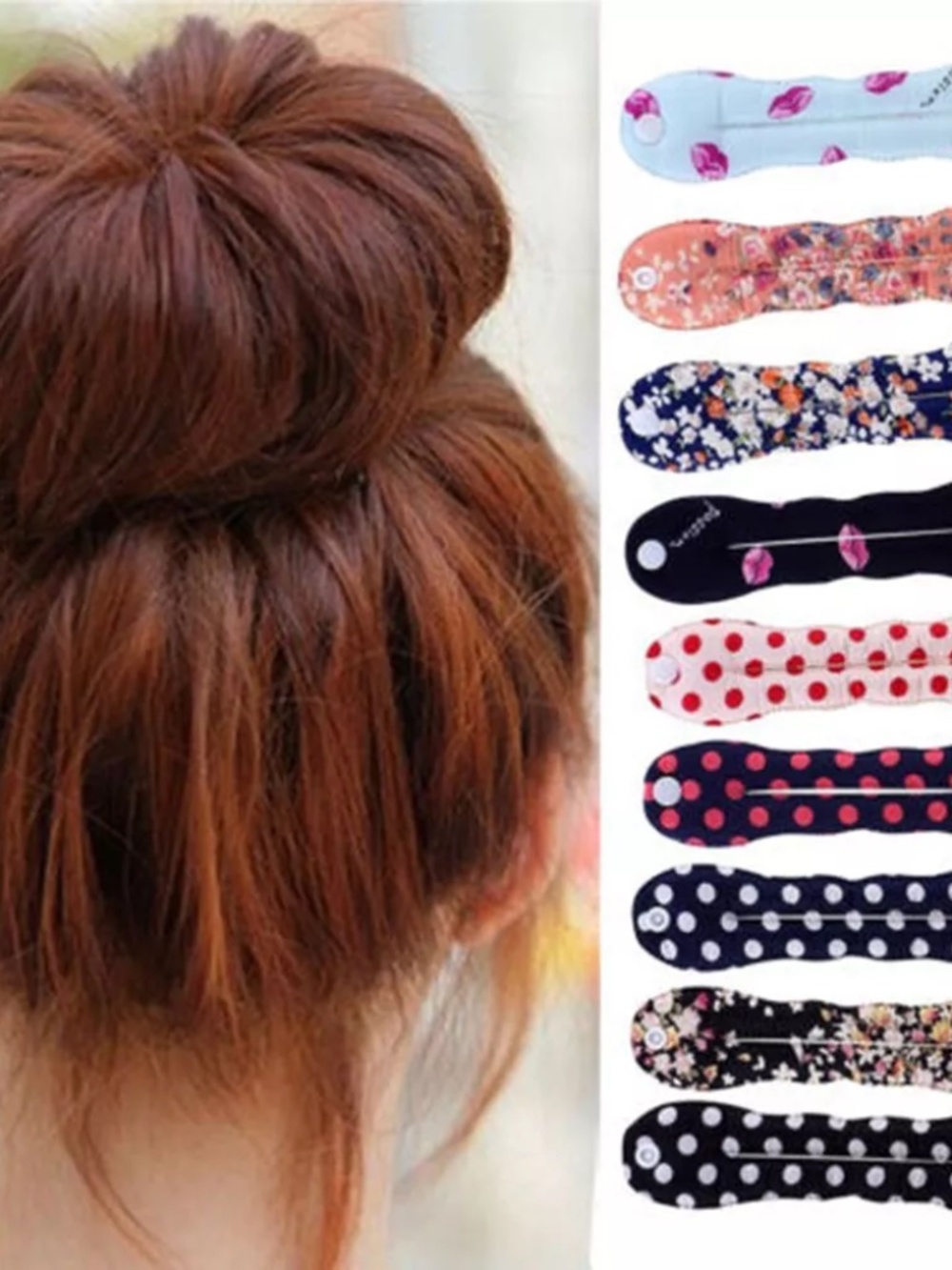 Women Deft Bun Hair Bands DIY Coiling Device Headband Print Headwear Accessory *